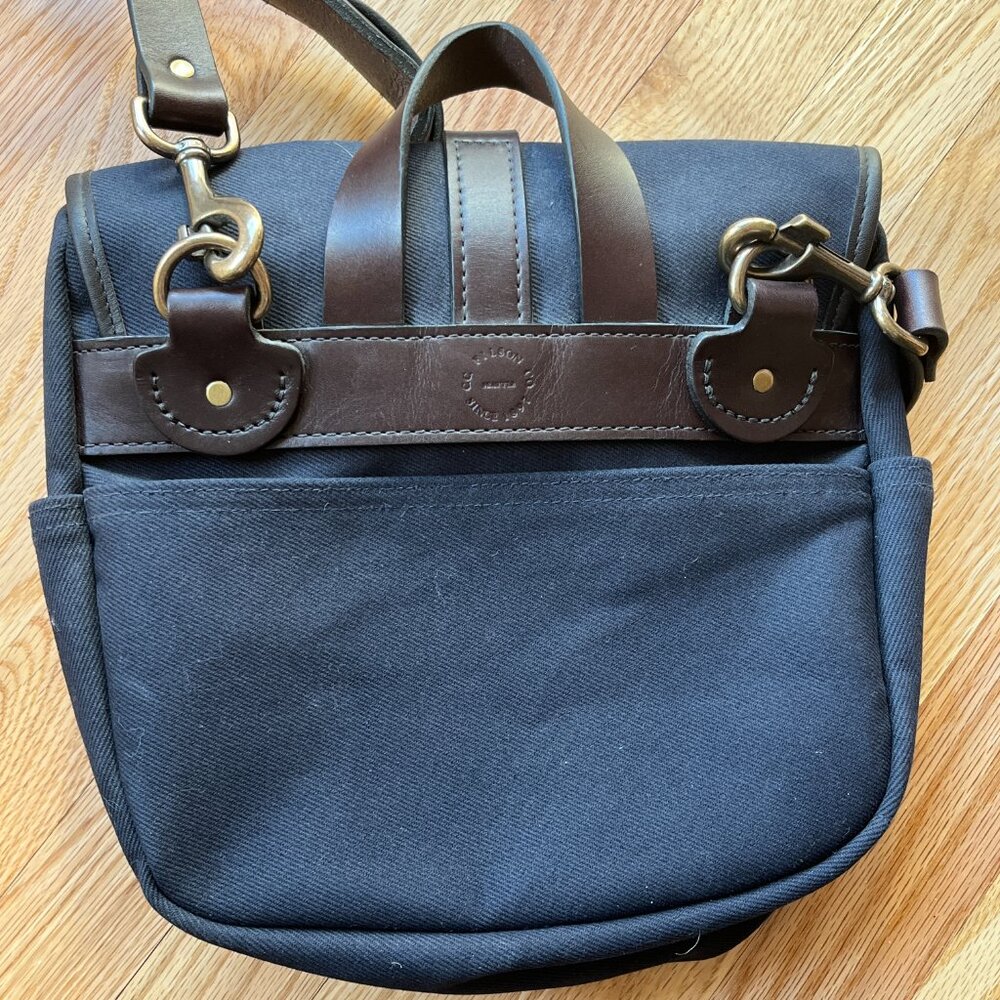 Filson Navy Canvas Field Bag with Leather Accents - Picture 6 of 12